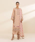 Women's Unstitched Textured Lawn Embroidered Pink 3 Piece Suit